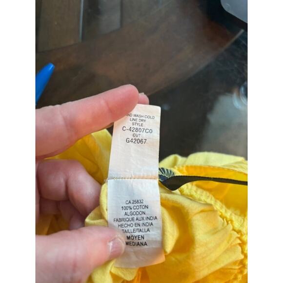 Ralph Lauren Dress Womens Medium Halter Ruffle Tiered Yellow Coastal Cotton - Picture 7 of 10